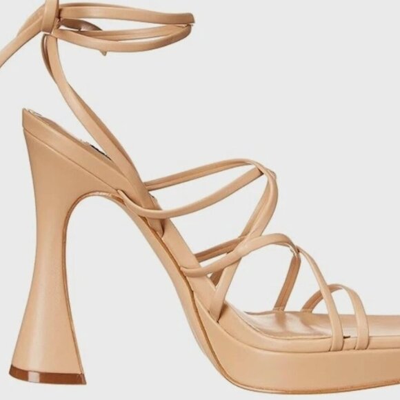 NEW Nine West Women's 8.5 Ailey 3 Beige Strappy Platform Tie Party High Heels - Picture 7 of 7